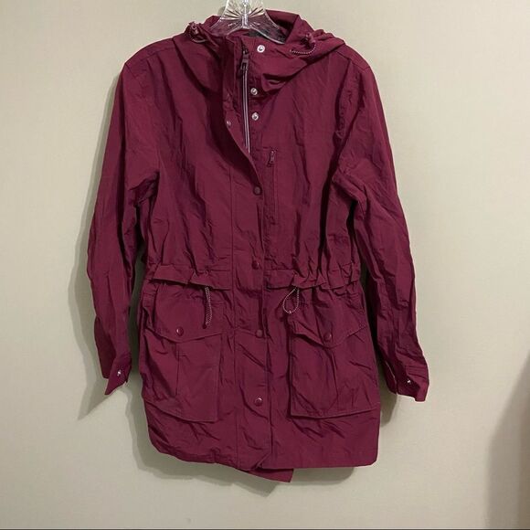 𝅺J.CREW Perfect Rain Coat, size XS, Vintage Burgundy - Picture 6 of 9
